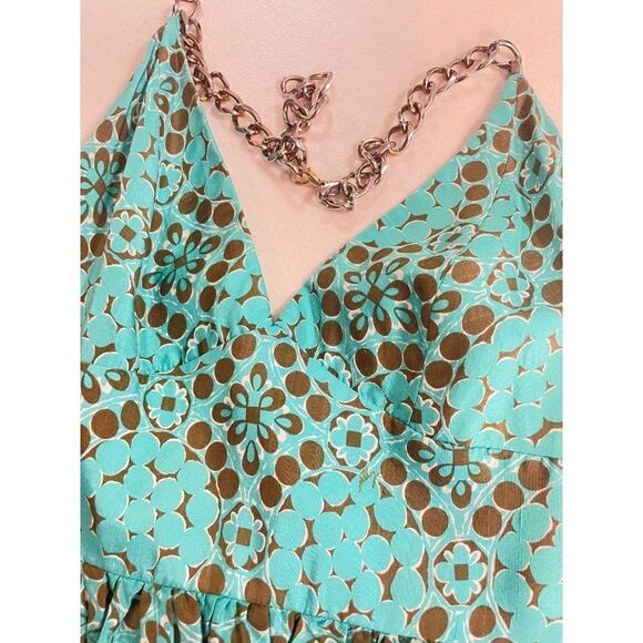 Milly New York Green Brown Silk Dress Size 0 2 - Picture 4 of 5